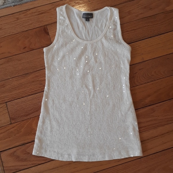 *SOLD* Roz & Ali Off White Sequin Tank Top Size S - Picture 5 of 8